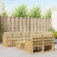 vidaXL Utomhussoffset 9 pcs Vit och Beige 59 x 59 x 37 cm Polyester