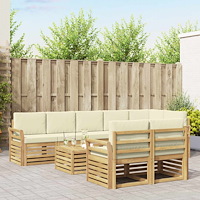 vidaXL Utomhussoffset 9 pcs Vit och grädde 59 x 59 x 37 cm Polyester