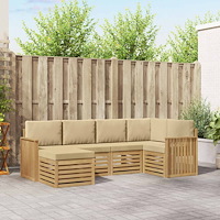 vidaXL Utomhussoffset 6 pcs Vit och Beige Polyester