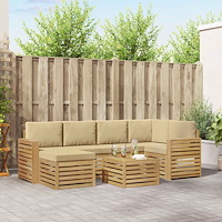 vidaXL Utomhussoffset 7 pcs Vit och Beige Polyester