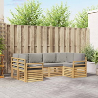 vidaXL Utomhussoffset 6 pcs Vit och ljusgrå 245 x 130,5 x 73 cm