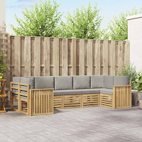 vidaXL Utomhussoffset 7 pcs Vit och ljusgrå 304 x 128,5 x 73 cm
