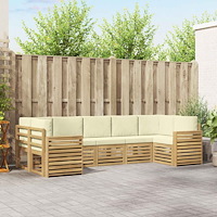 vidaXL Utomhussoffset 7 pcs Vit och grädde 304 x 132,5 x 73 cm