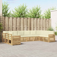 vidaXL Utomhussoffset 10 pcs Vit och grädde 363 x 191,5 x 73 cm