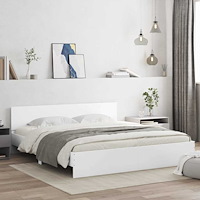 vidaXL Sängram med huvudgavel 2 pcs Vit 193 x 203 cm Konstruerat trä