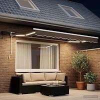 vidaXL Manuell markisram med LED-lampor Taupe 3 x 2 m