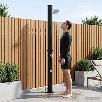 vidaXL Solardusch med duschhuvud och kran PVC, ABS, Zinklegering Svart