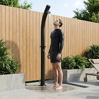 vidaXL Solardusch med duschhuvud PVC, ABS, Zinklegering Svart
