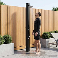 vidaXL Solardusch med duschhuvud och kran PVC, ABS, Zinklegering Svart