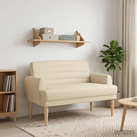 vidaXL Loveseat med knapprapport Gräddvit 116 x 67 x 80 cm Tyg