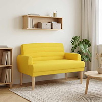 vidaXL Loveseat med knapprapport Ljus Gul 116 x 67 x 80 cm Tyg