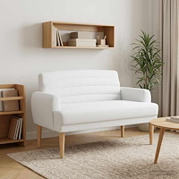 vidaXL Loveseat med knapprapport Vit 116 x 67 x 80 cm Tyg