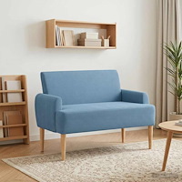 vidaXL Loveseat med knapprapport Blå 116 x 67 x 81 cm Kordread tyg