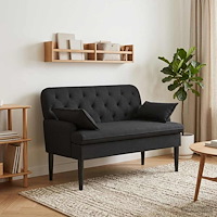 vidaXL Loveseat med knapprapport Svart 111 x 68 x 80 cm Tyg