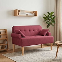 vidaXL Loveseat med knapprapport Vinröd 120 x 65 x 79 cm Tyg
