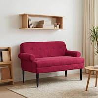 vidaXL Loveseat med knapprapport Vinröd 120 x 66 x 78 cm Sammet (V)