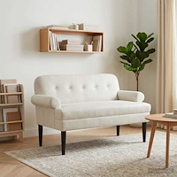 vidaXL Loveseat med knapprapport Gräddvit 120 x 66 x 78 cm Sammet (V)