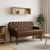 vidaXL Loveseat med knapprapport Brun 120 x 65 x 78 cm Faux Mockaläder