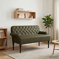 vidaXL Loveseat med knapprapport Armégrön 120 x 65 x 78 cm