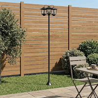 vidaXL 3-Huvud Lampstolpe with LED Bulb Svart 16 x 16 x 187 cm