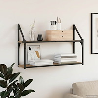 vidaXL Vägg hylla Väggmonterat Artisan-ek 80 x 21 x 51 cm metall PB