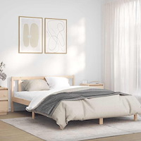 vidaXL Sängram Naturfärg 152 x 203 cm Massiv furu