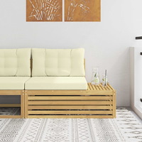 vidaXL Utomhus modulsoffa Vit 115 x 83 x 73 cm Massivt Akaciaträ