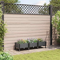 vidaXL Trädgårdsplanterare med hjul Svart 120 x 40 x 29 cm PP