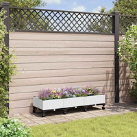 vidaXL Trädgårdsplanterare med hjul Vit 120 x 40 x 33 cm PP