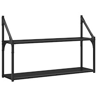 vidaXL Vägg hylla Väggmonterat Svart ek 80 x 21 x 51 cm metall PB