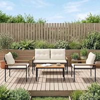vidaXL Utemöbelset 4 pcs Gräddvit konstrotting