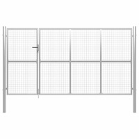 vidaXL Trädgårdsgrind stål 350x200 cm silver