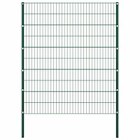 vidaXL Staketpanel med stolpar järn 176,5x200 cm grön
