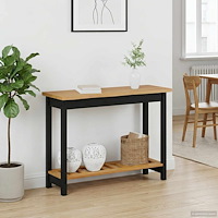 vidaXL Konsolbord med hylla EKAI Svart 112 x 35 x 76 cm Massiv furu