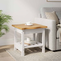 vidaXL Sidobord med hylla EKAI Vit 50 x 50 x 45,5 cm Massiv furu