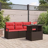 vidaXL Trädgårdsoffset 5 st Brun Poly rattan
