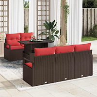 vidaXL Trädgårdsoffset 6 st Brun Poly rattan