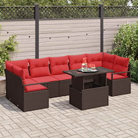 vidaXL Trädgårdsoffset 8 st Brun Poly rattan