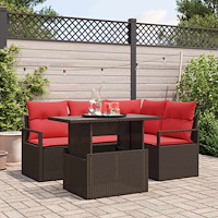 vidaXL Trädgårdsoffset 5 st Brun Poly rattan