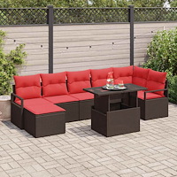 vidaXL Trädgårdsoffset 8 st Brun Poly rattan