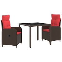 vidaXL Utomhusmatbord 3 pcs konstrotting