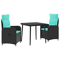 vidaXL Soffbord Set med kudde 3 pcs PE rotting och pulverlackerad stål