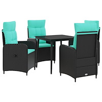 vidaXL Soffbord Set med kudde 5 pcs PE rotting och pulverlackerad stål