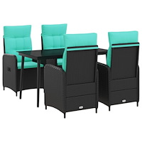 vidaXL Soffbord Set med kudde 5 pcs PE rotting och pulverlackerad stål