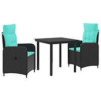 vidaXL Soffbord Set med kudde 3 pcs PE rotting och pulverlackerad stål