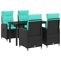 vidaXL Soffbord Set med kudde 5 pcs PE rotting och pulverlackerad stål