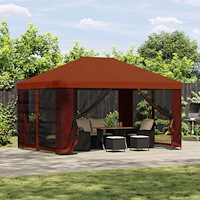 vidaXL Paviljong med väggar 4 × 3 m Terracotta Polyester och Stål