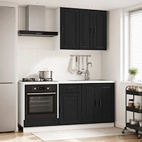 vidaXL Köksenhet PORTO 5 pcs Svart Konstruerat trä