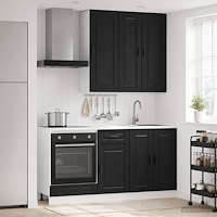 vidaXL Köksenhet PORTO 5 pcs Svart Konstruerat trä