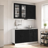 vidaXL Köksenhet LUCCA 4 pcs Svart Konstruerat trä